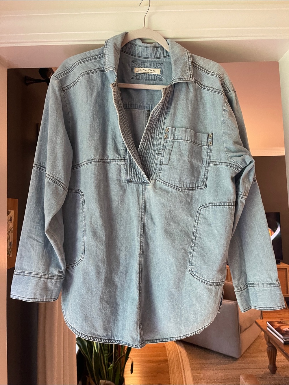 FreePeople Peyton Light Blue Denim Pullover Shirt